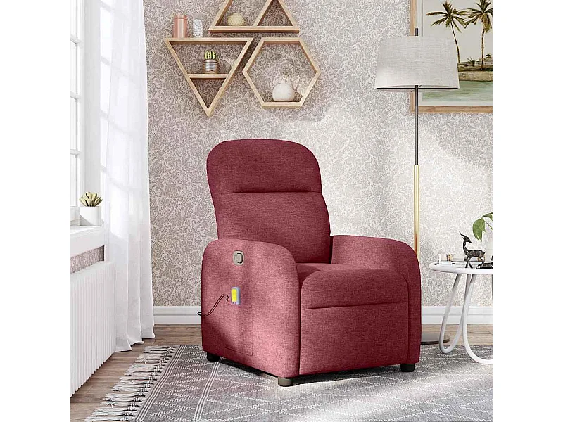 Sillón de masaje reclinable de tela color vino tinto