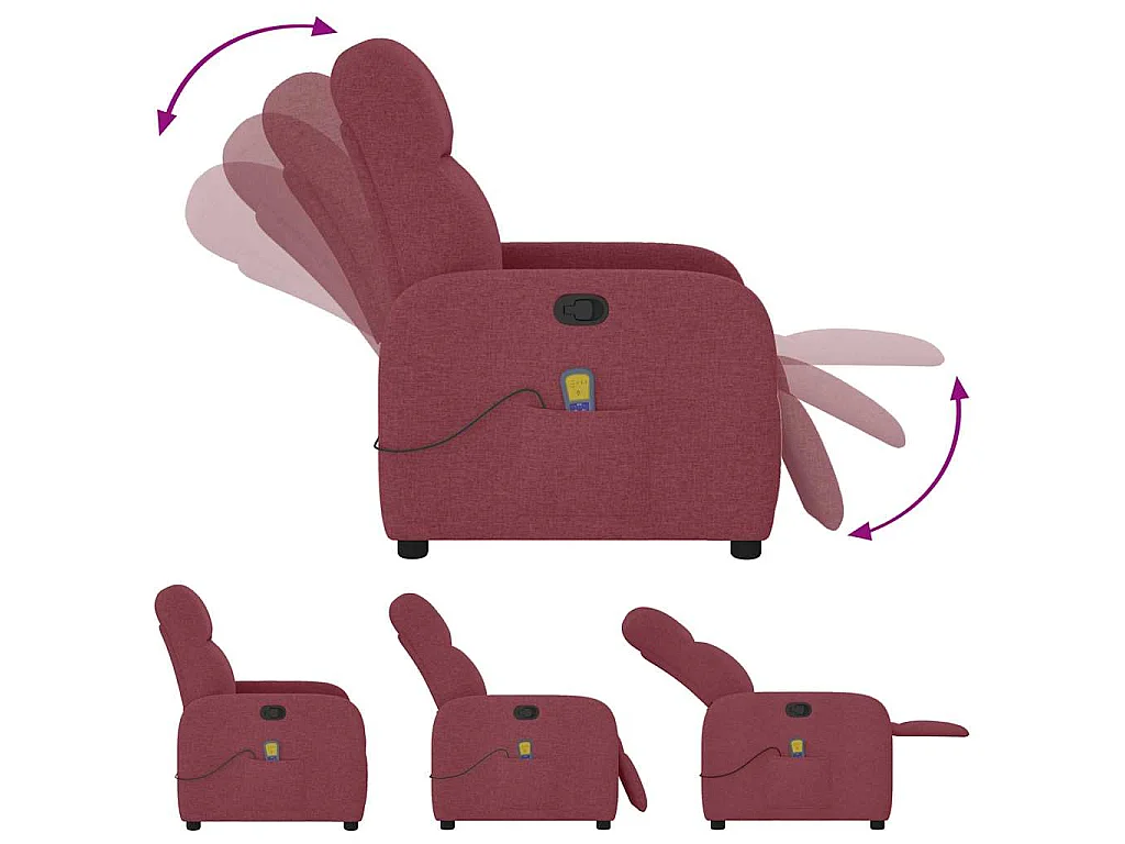 Massagestoel verstelbaar stof wijnrood