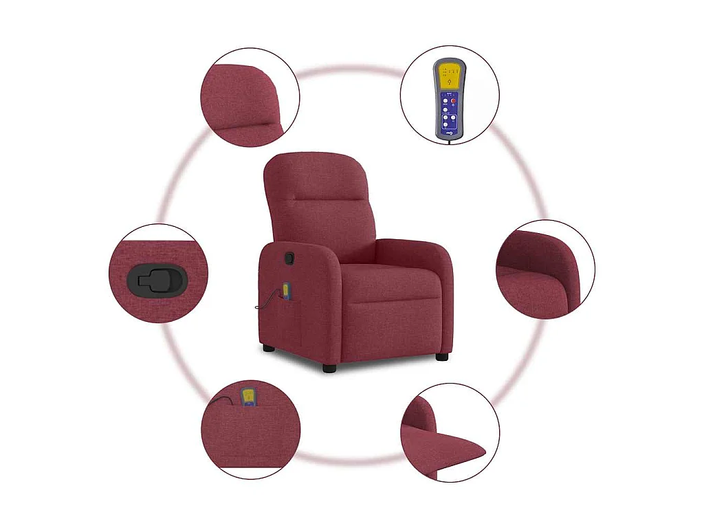Massagestoel verstelbaar stof wijnrood