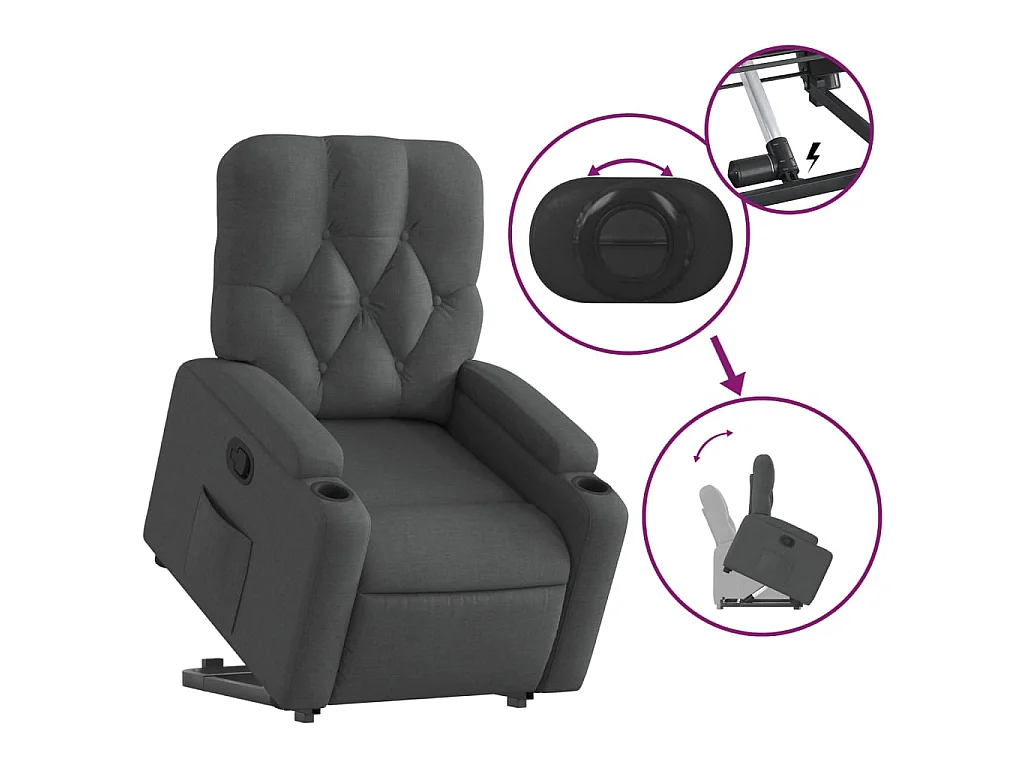 Fauteuil inclinable Gris foncé Tissu