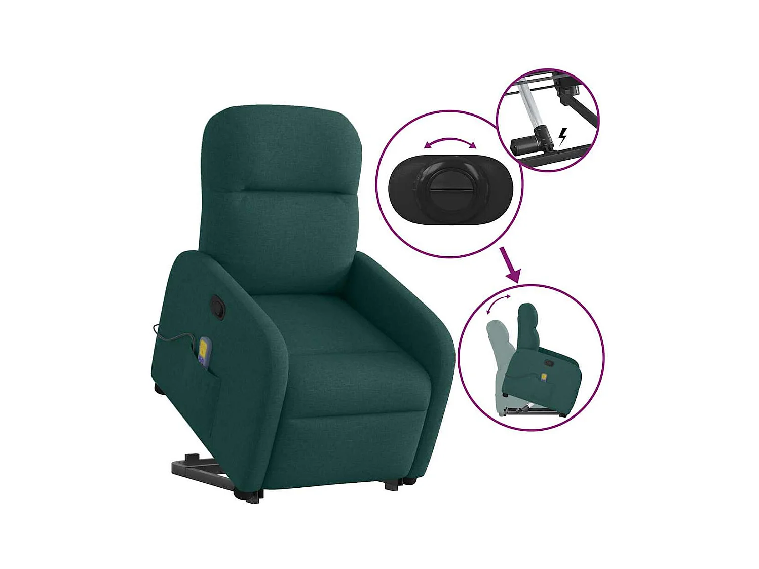 Fauteuil inclinable de massage Vert foncé Tissu
