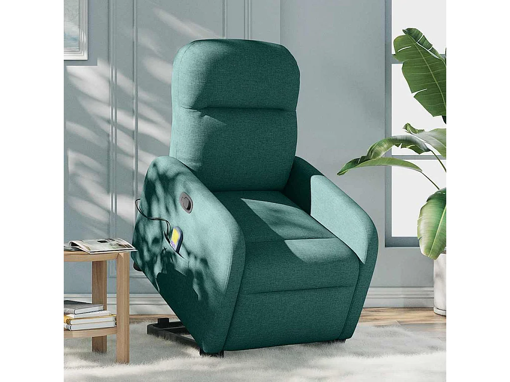 Fauteuil inclinable de massage Vert foncé Tissu