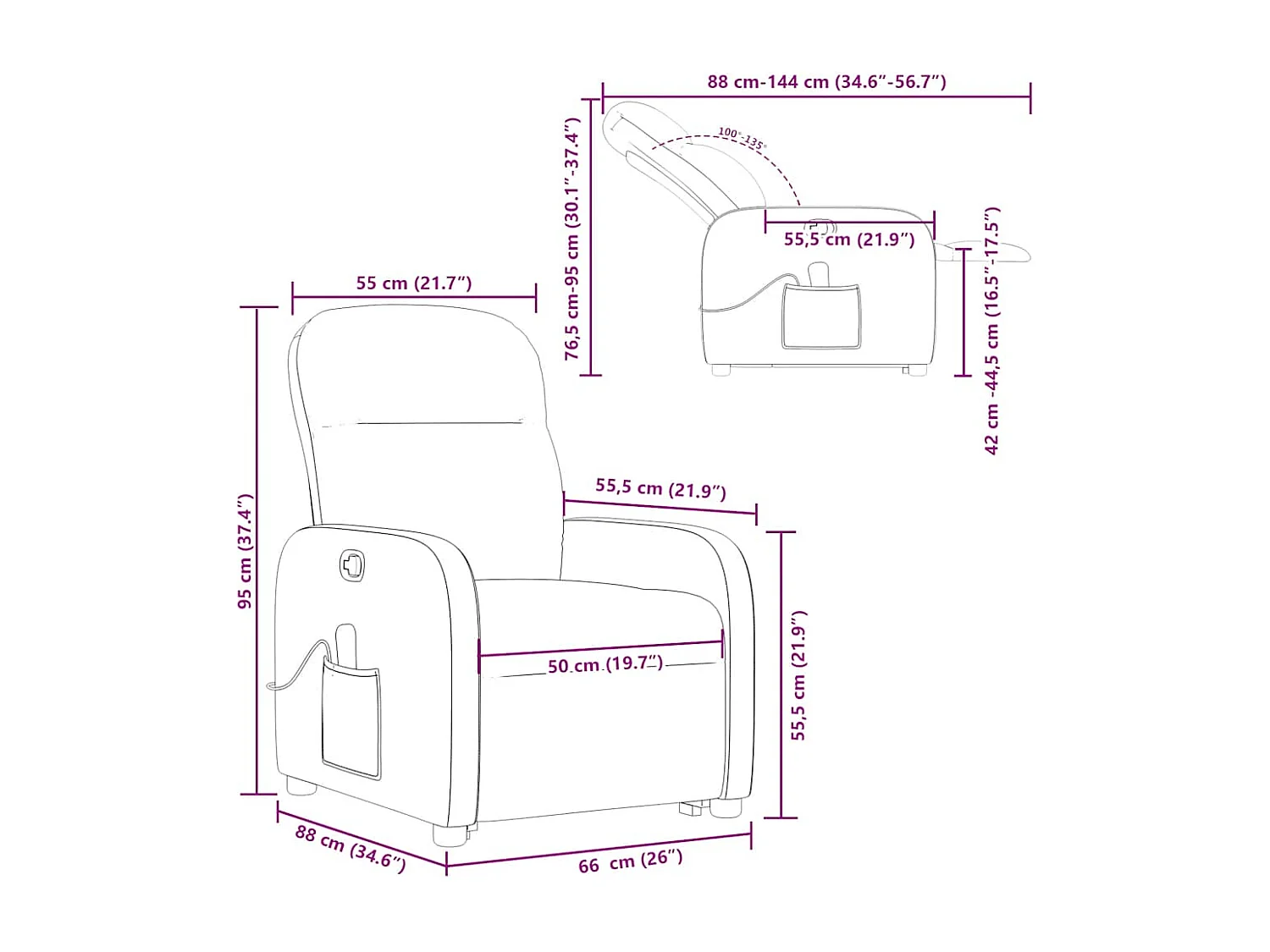 Fauteuil inclinable de massage Vert foncé Tissu
