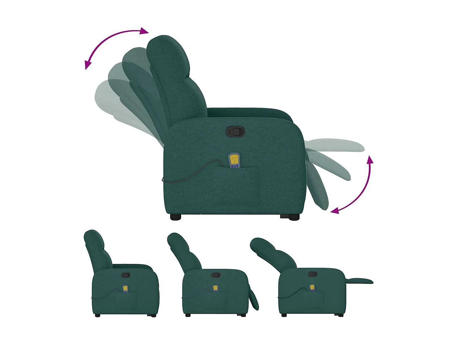 Fauteuil inclinable de massage Vert foncé Tissu