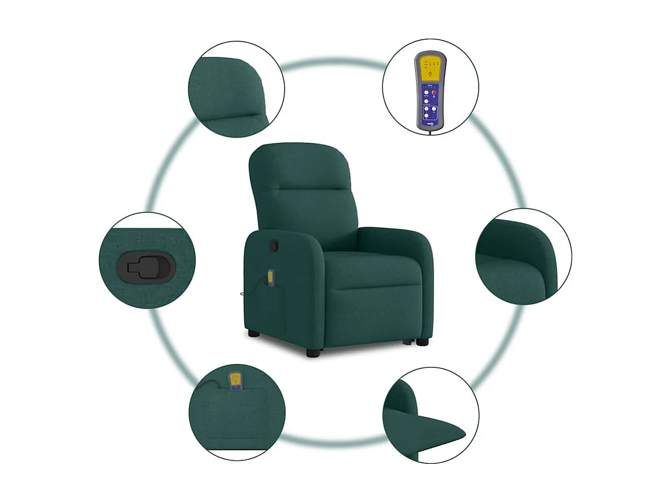 Fauteuil inclinable de massage Vert foncé Tissu