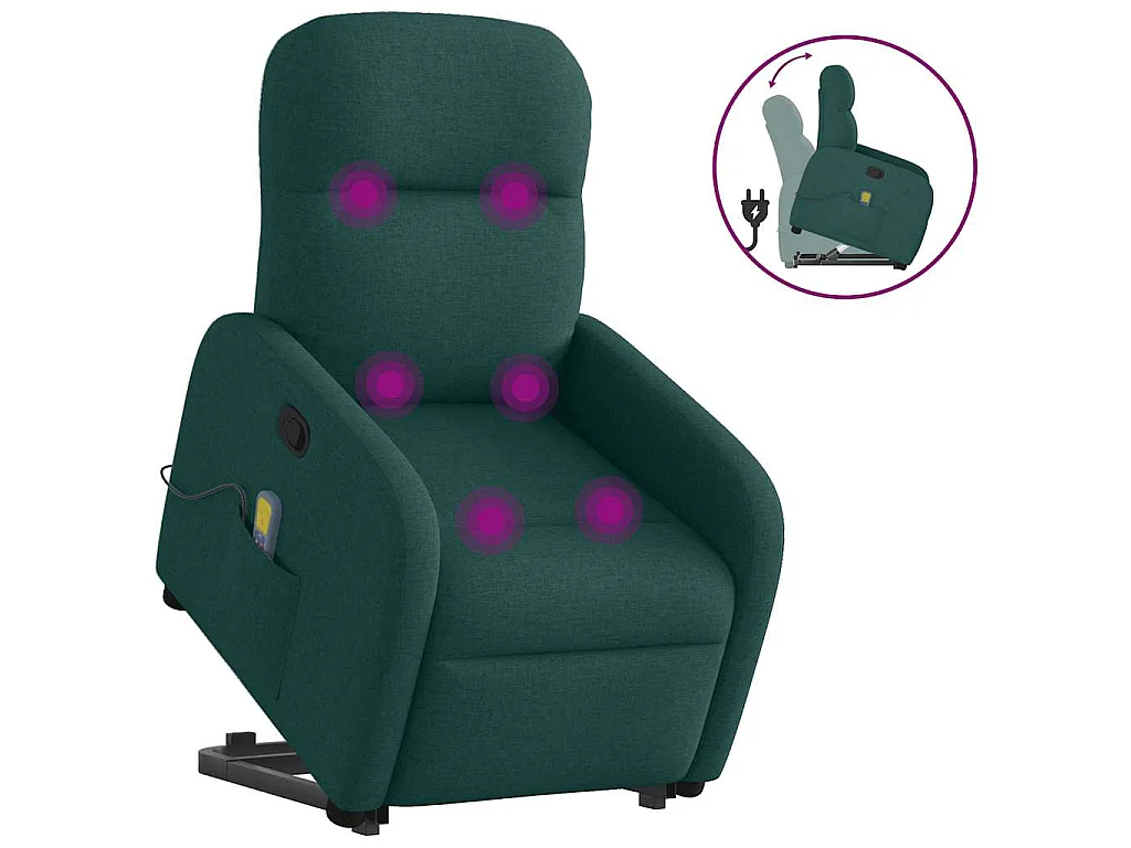 Fauteuil inclinable de massage Vert foncé Tissu