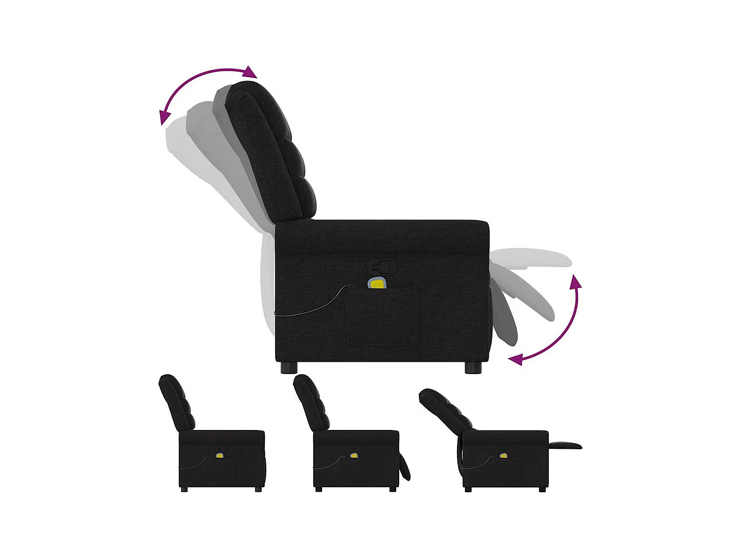 Poltrona de massagens reclinável tecido preto