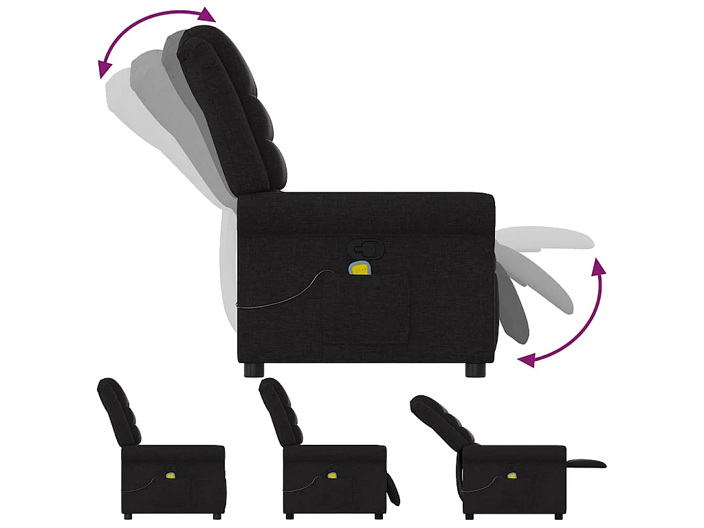 Fauteuil de massage inclinable Noir Tissu