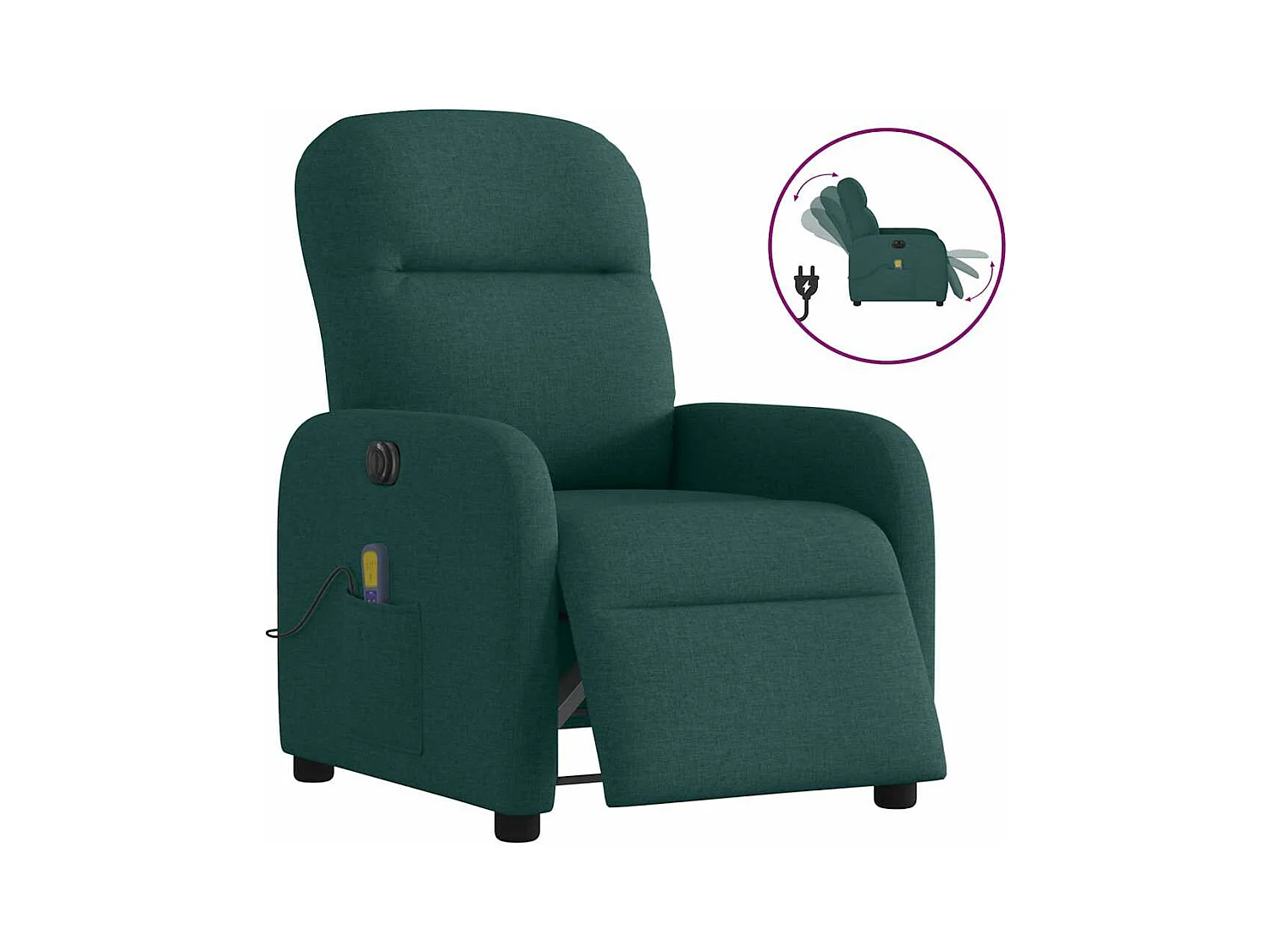 Fauteuil de massage inclinable électrique Vert foncé Tissu