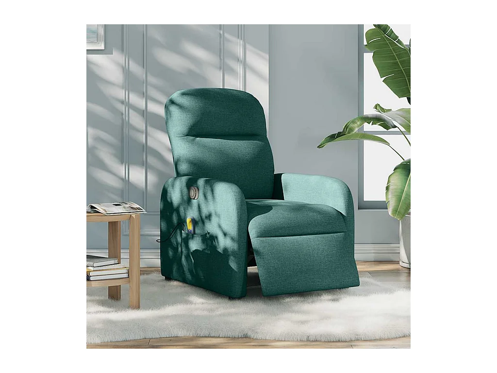 Fauteuil de massage inclinable électrique Vert foncé Tissu