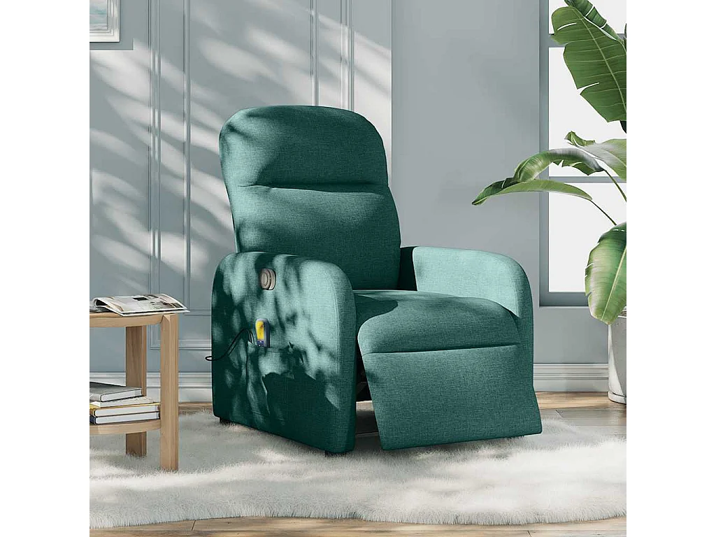 Massagesessel Elektrisch Dunkelgrün Stoff