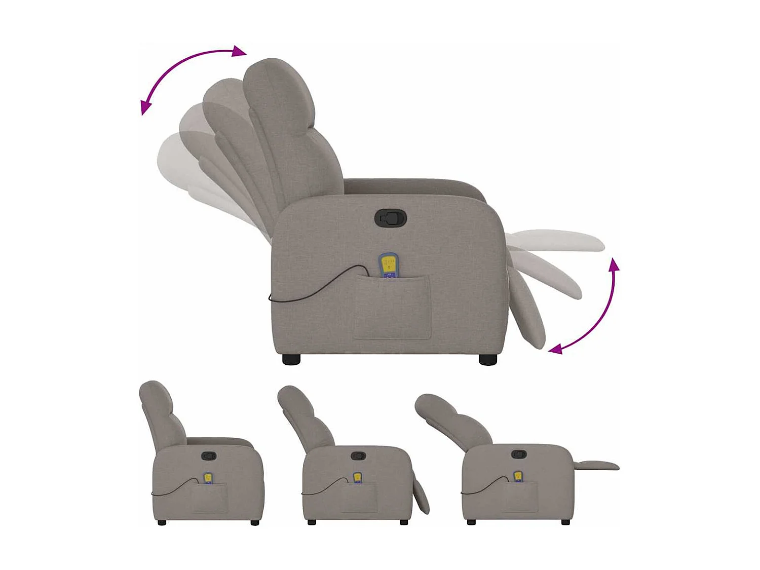 Massagestoel verstelbaar stof taupe