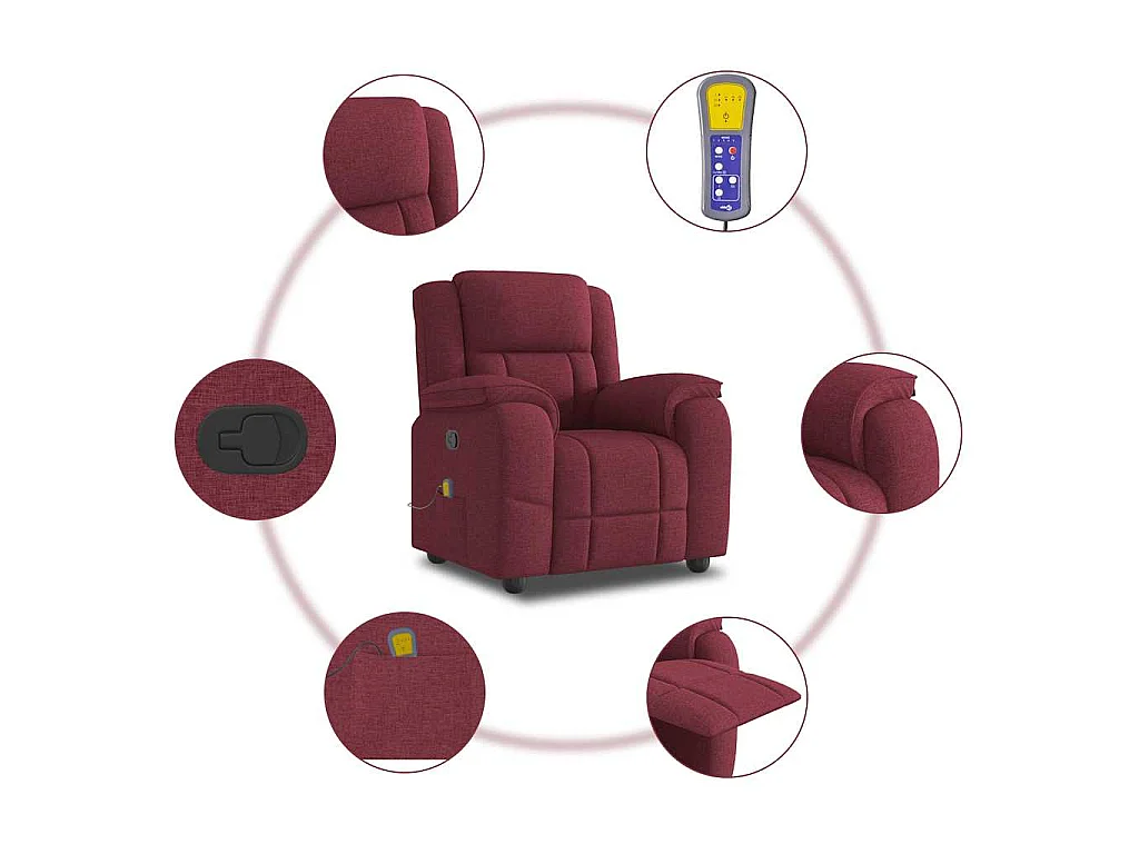 Fauteuil de massage inclinable Rouge bordeaux Tissu