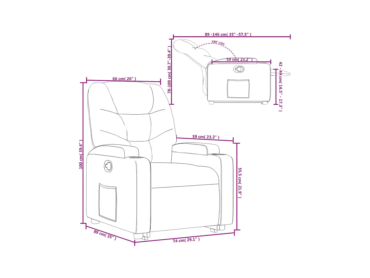 Fauteuil inclinable marron foncé tissu