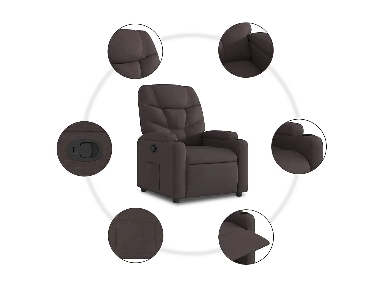 Fauteuil inclinable marron foncé tissu