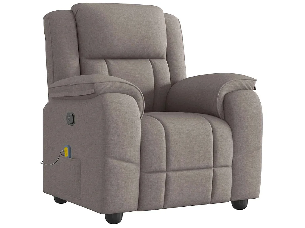 Poltrona de massagens reclinável tecido cinzento-acastanhado