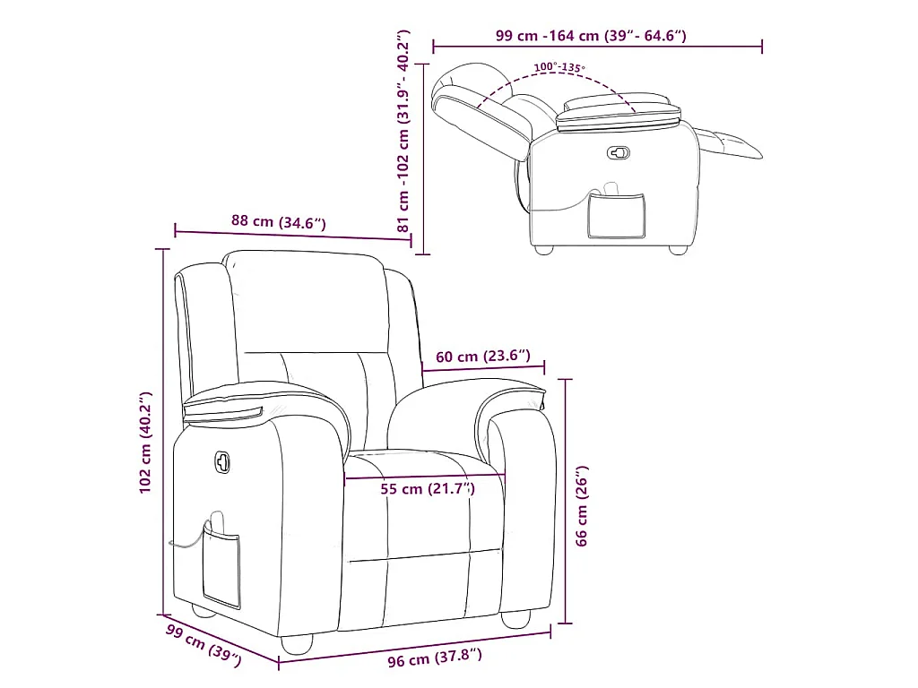 Poltrona de massagens reclinável tecido cinzento-acastanhado