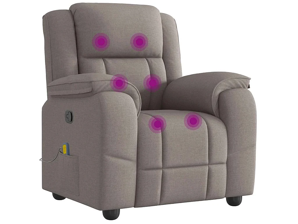 Poltrona de massagens reclinável tecido cinzento-acastanhado