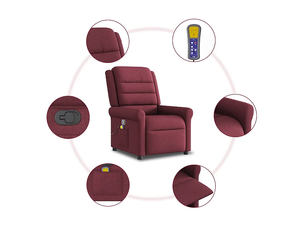 Fauteuil de massage inclinable Rouge bordeaux Tissu