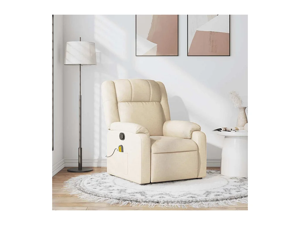 Fauteuil de massage inclinable Crème Tissu