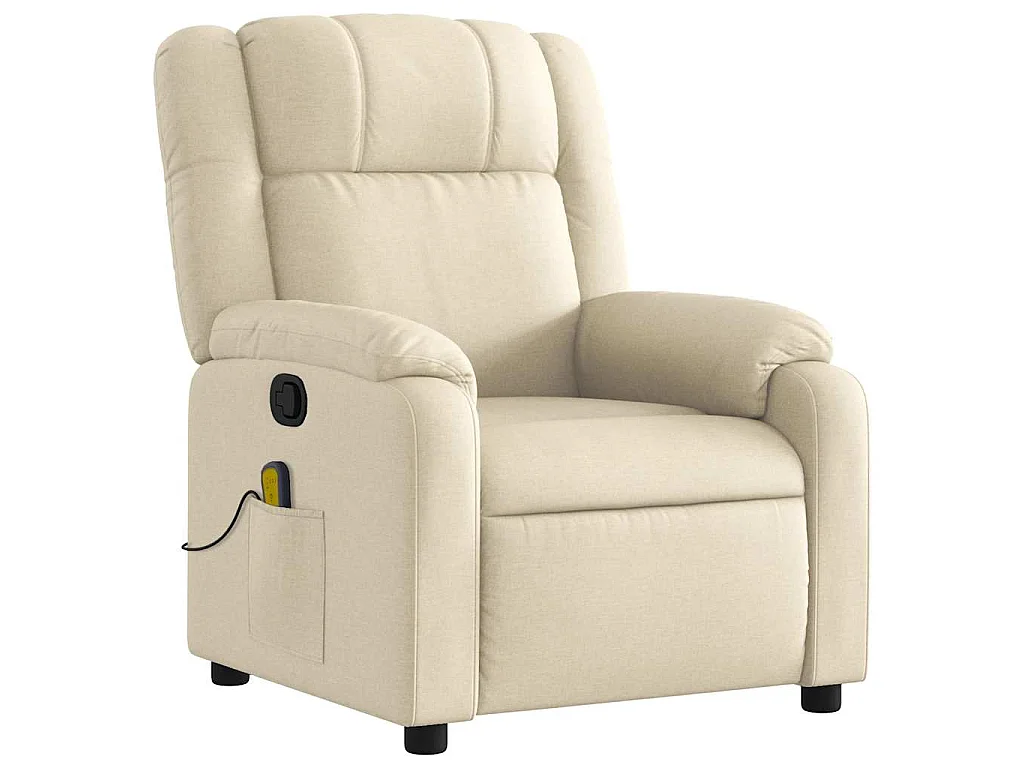 Poltrona de massagens reclinável tecido cor creme
