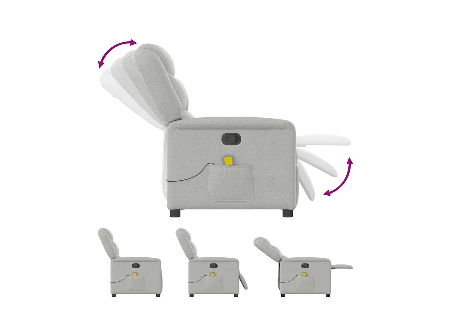 Massagestoel verstelbaar stof wolk grijs