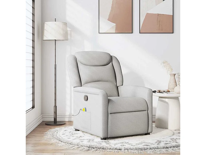 Fauteuil de massage inclinable gris nuage tissu