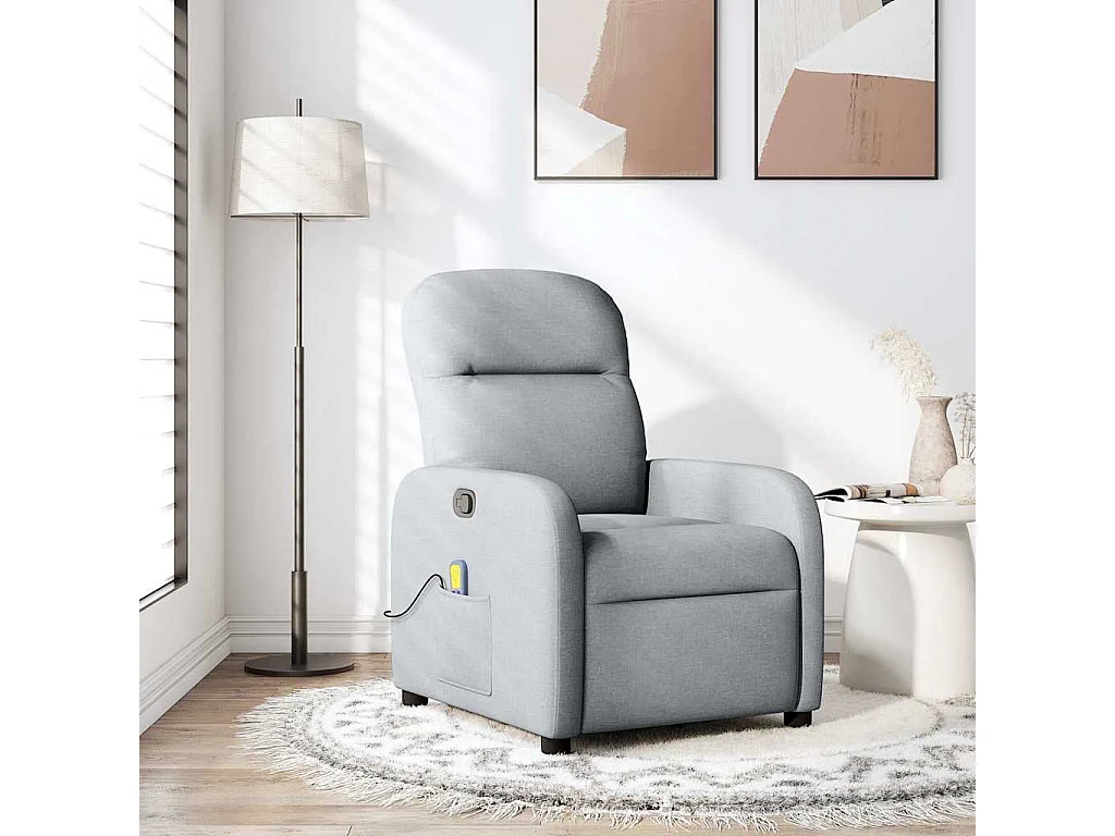 Massagesessel Hellgrau Stoff