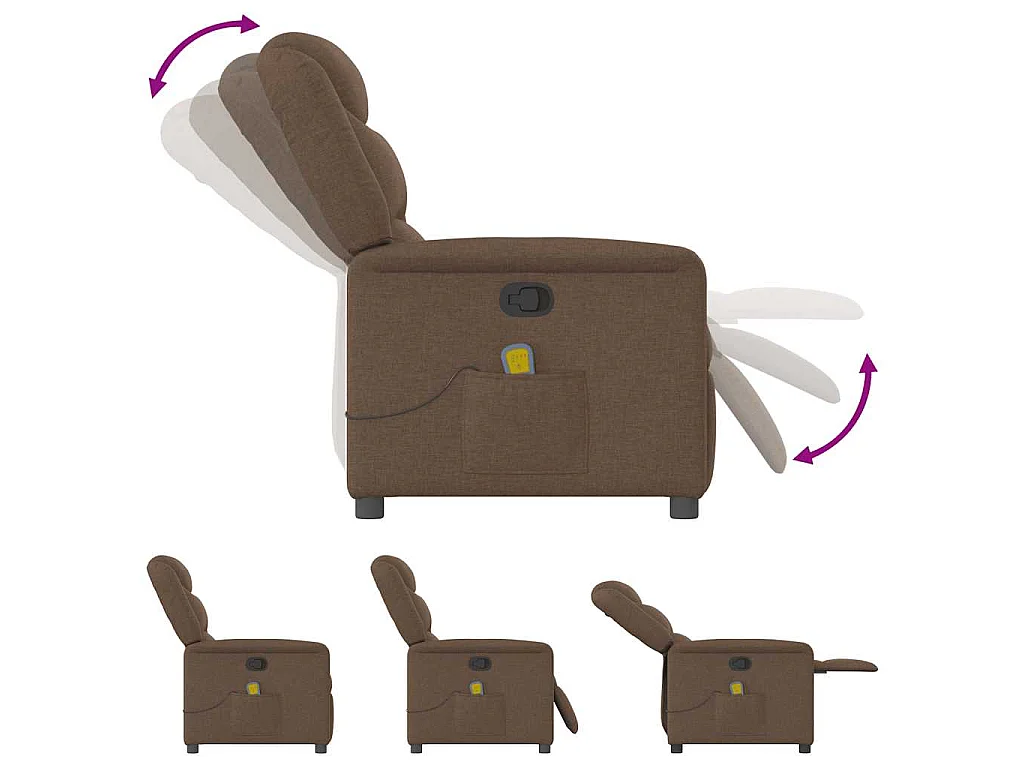 Fauteuil de massage inclinable Marron Tissu