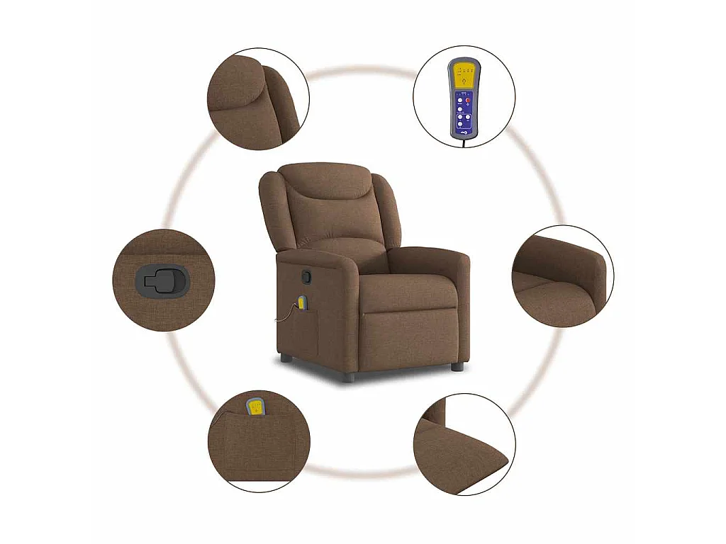 Fauteuil de massage inclinable Marron Tissu