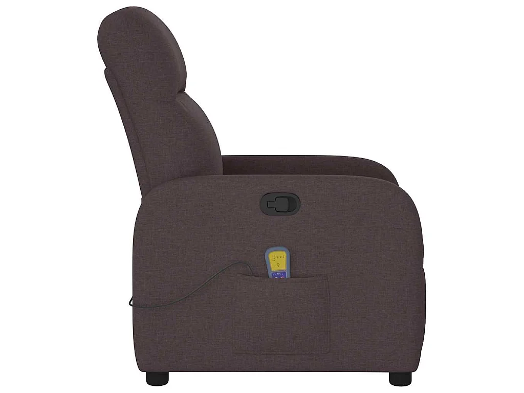 Poltrona Massaggiante Reclinabile Marrone Scuro in Tessuto