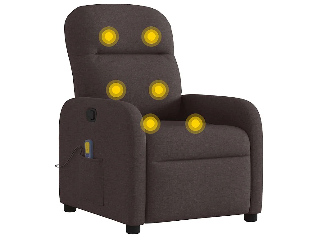 Poltrona Massaggiante Reclinabile Marrone Scuro in Tessuto