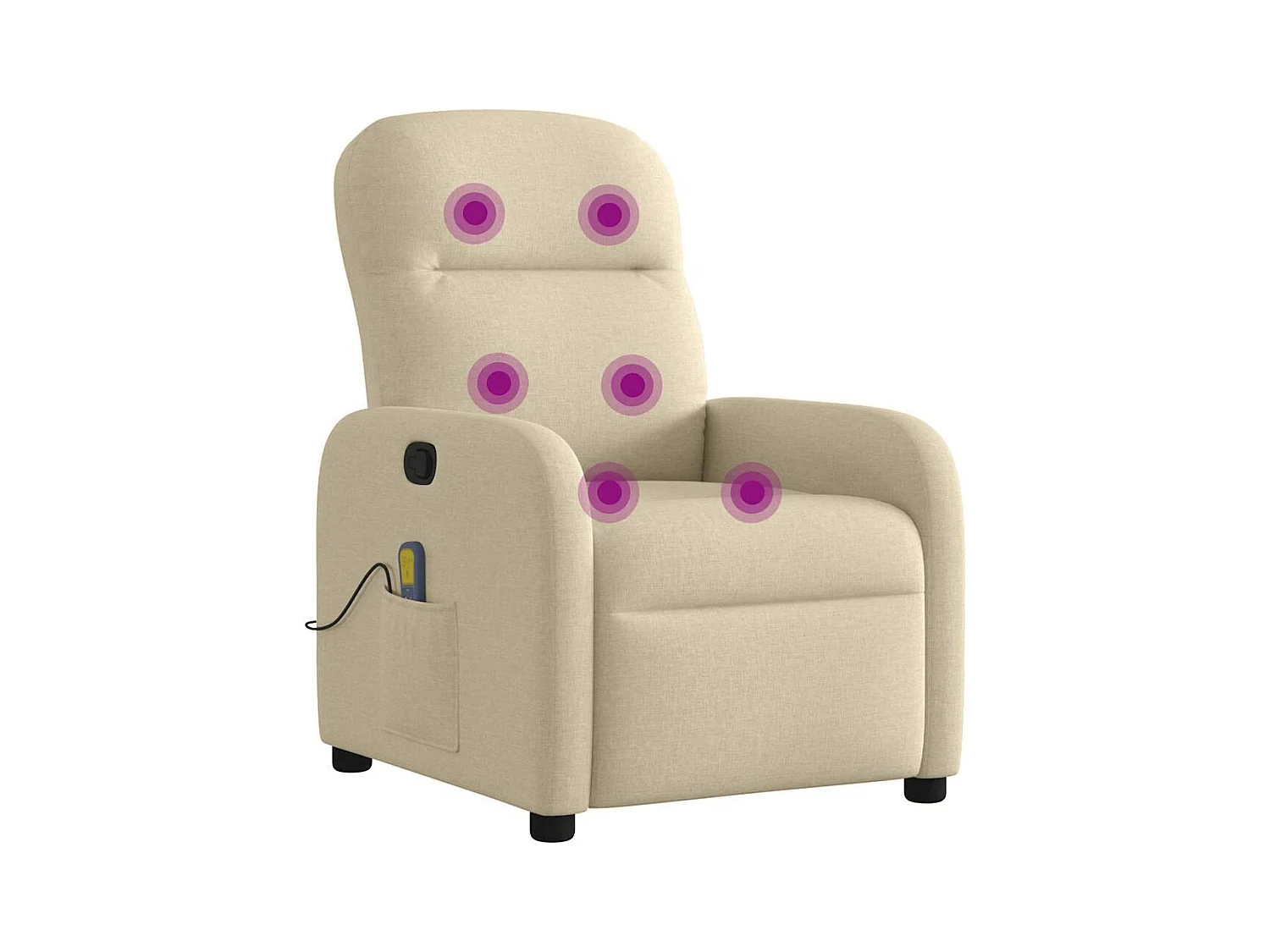 Poltrona de massagens reclinável tecido cor creme
