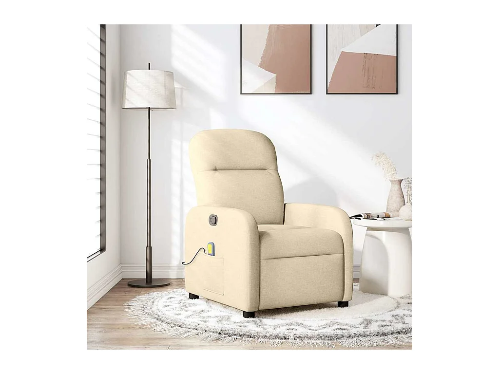 Fauteuil de massage inclinable Crème Tissu