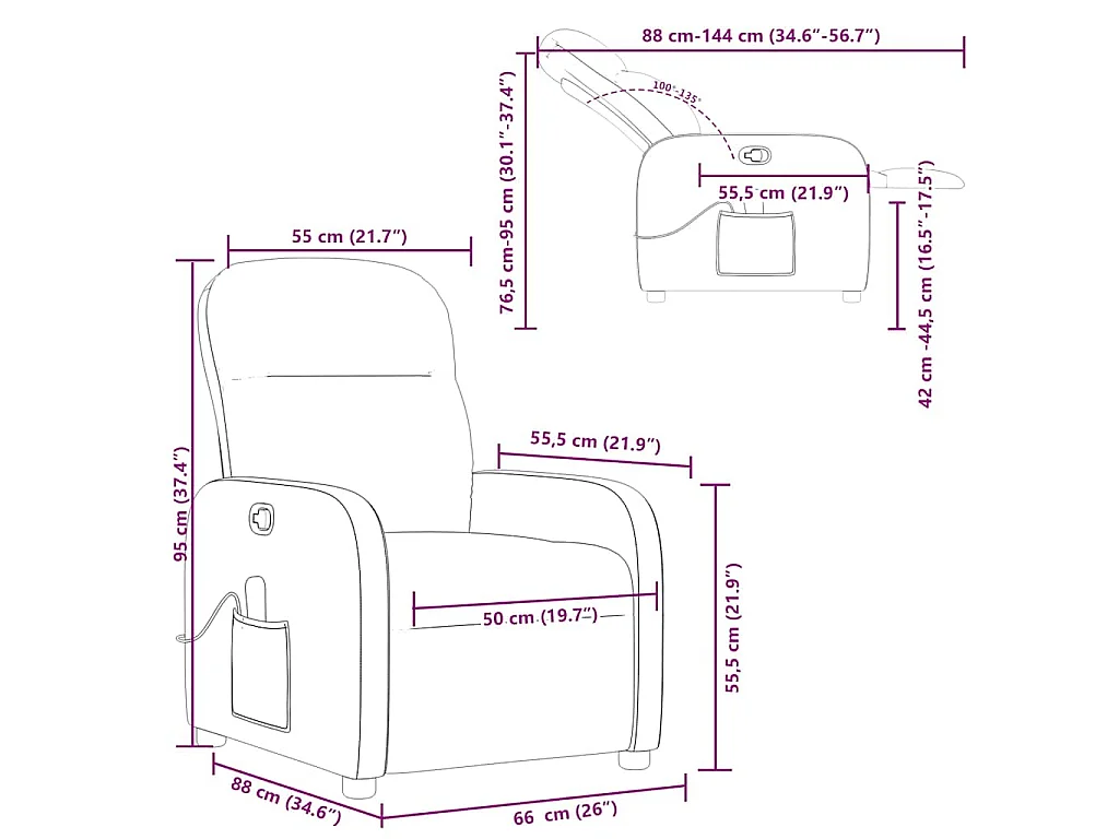 Massagesessel Creme Stoff