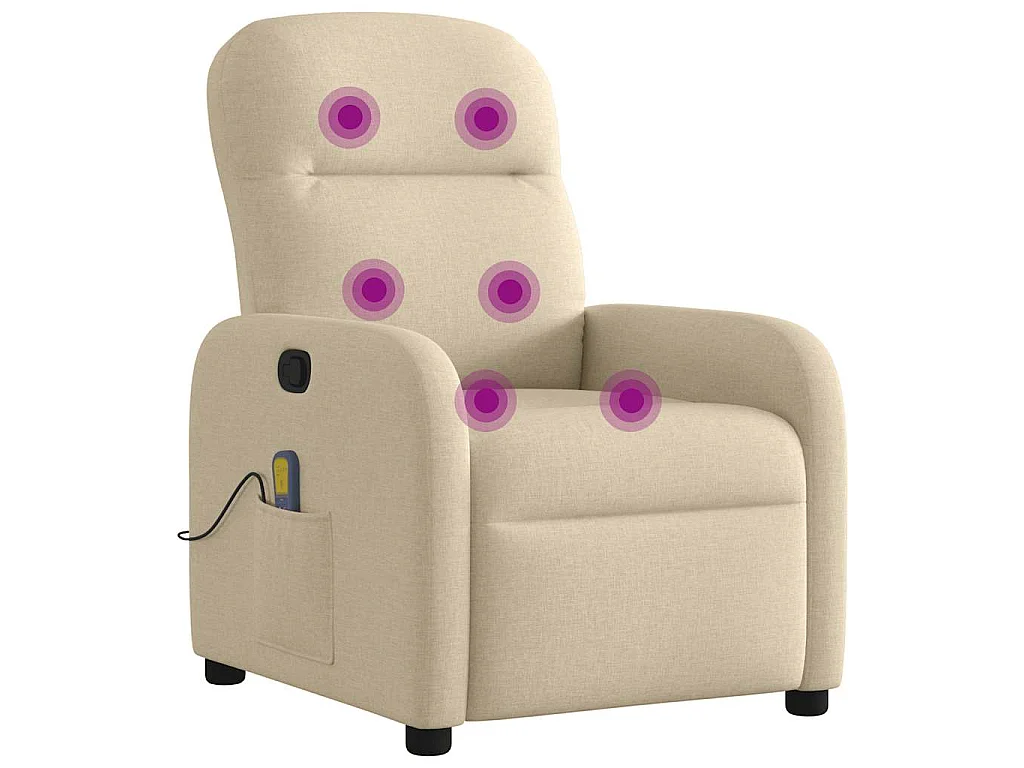 Fauteuil de massage inclinable Crème Tissu
