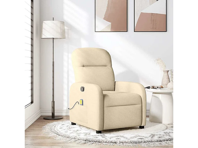 Fauteuil de massage inclinable Crème Tissu