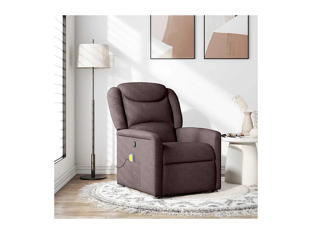 Fauteuil de massage inclinable Marron foncé Tissu