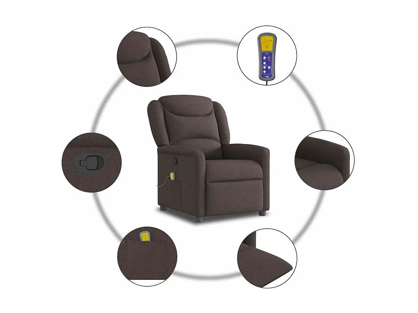 Fauteuil de massage inclinable Marron foncé Tissu