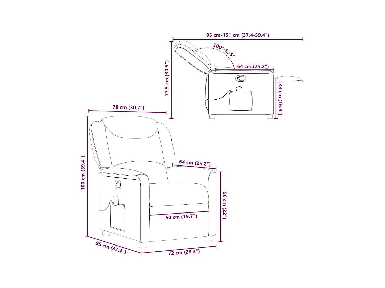 Massagestoel verstelbaar stof zwart