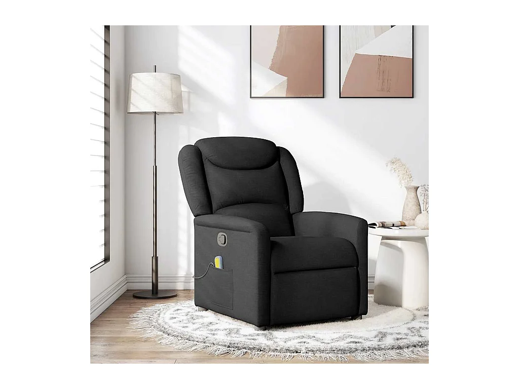 Fauteuil de massage inclinable Noir Tissu