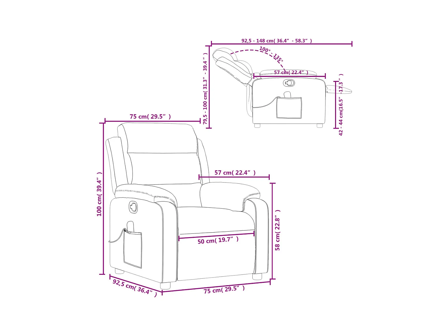 Massagesessel Cappuccino-Braun Kunstleder