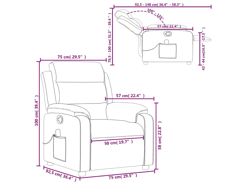 Fauteuil de massage inclinable Cappuccino Similicuir