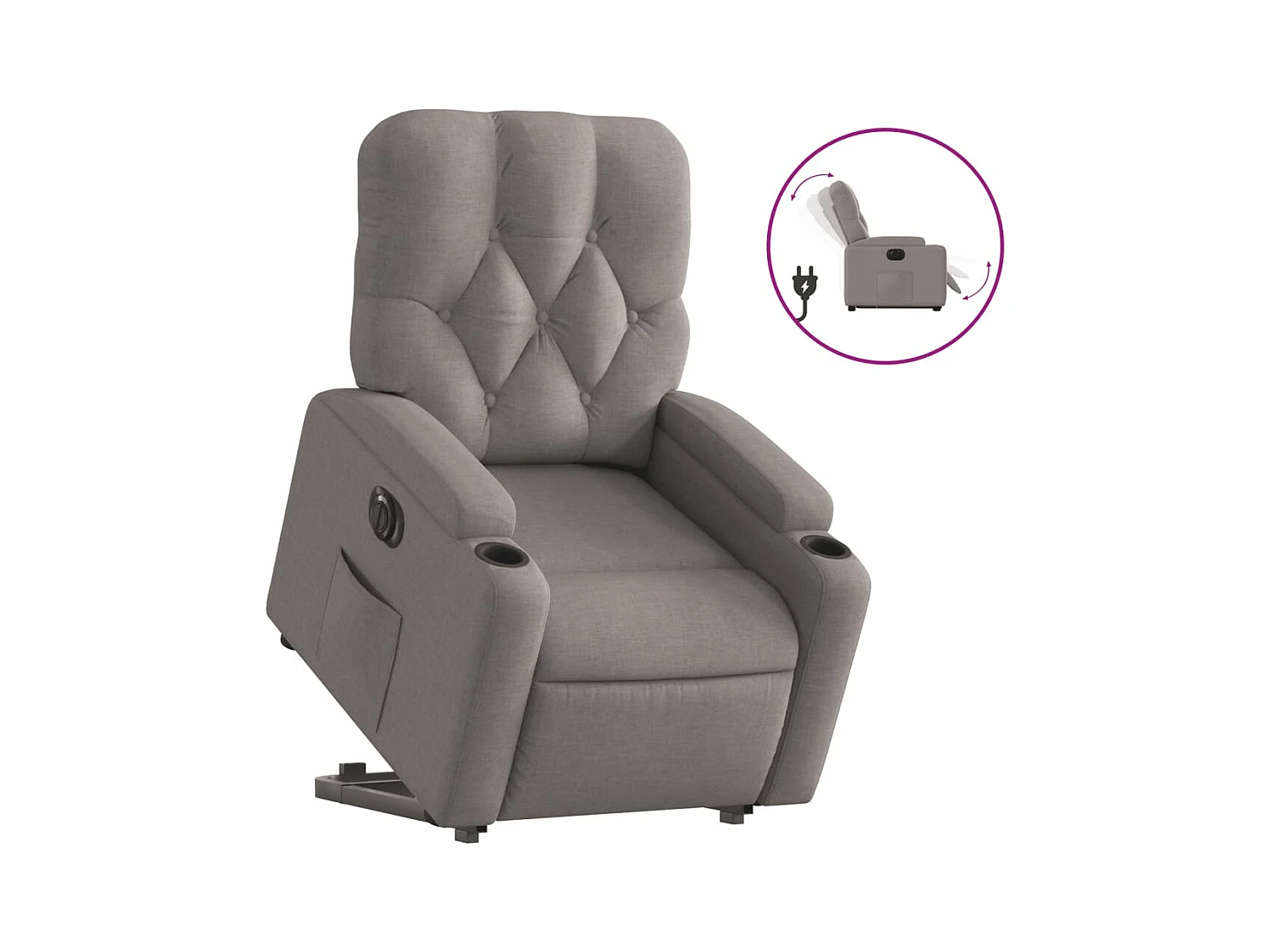 Fauteuil inclinable électrique taupe tissu