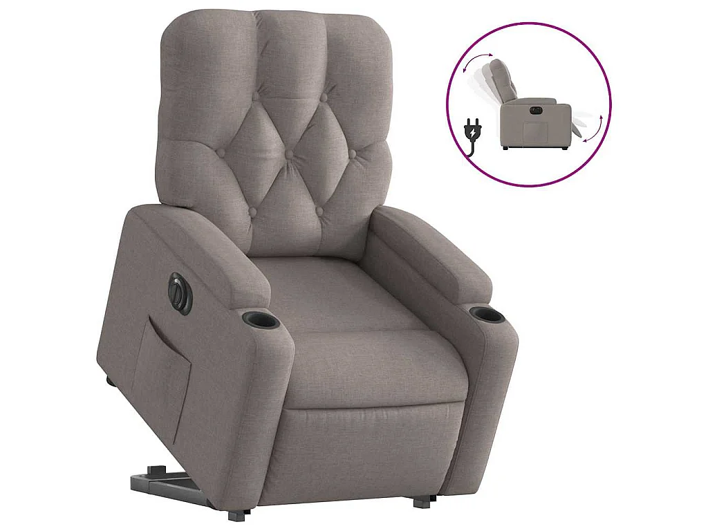 Sta-op-stoel elektrisch verstelbaar stof taupe