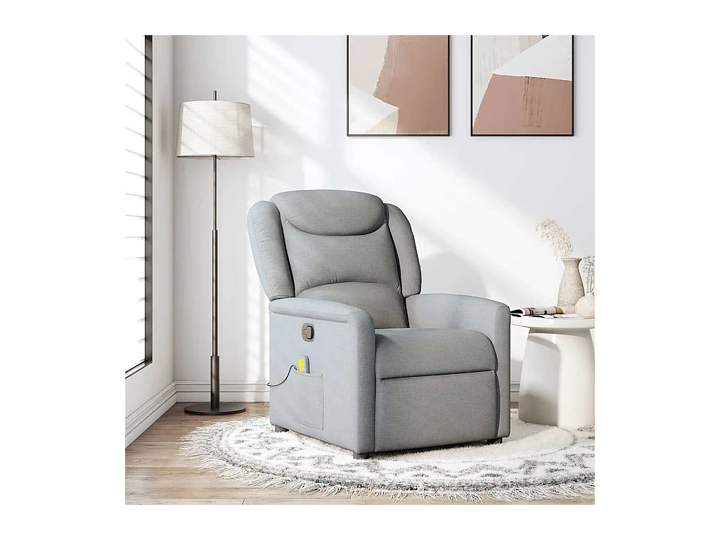 Poltrona Massaggiante Reclinabile Grigio Chiaro in Tessuto