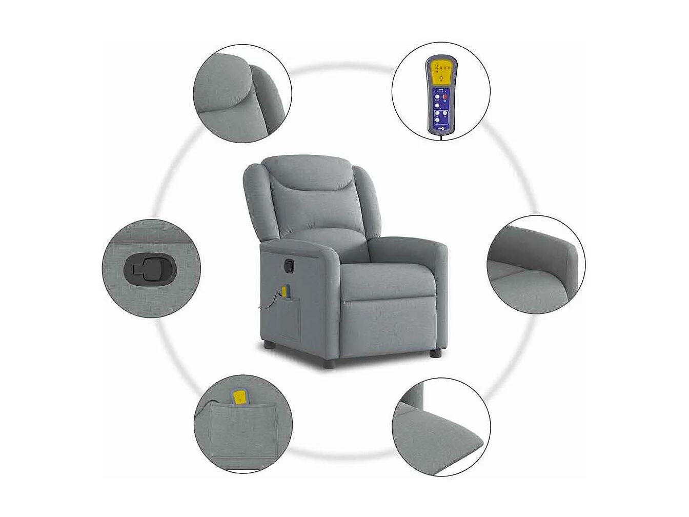 Fauteuil de massage inclinable Gris clair Tissu