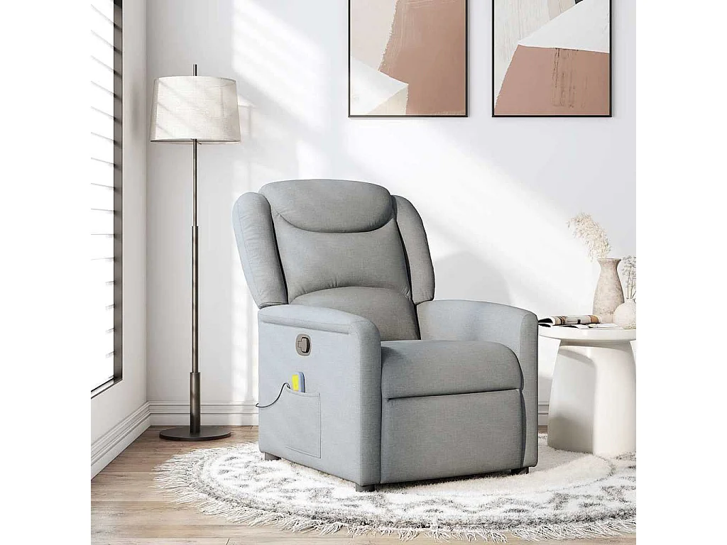 Massagesessel Hellgrau Stoff