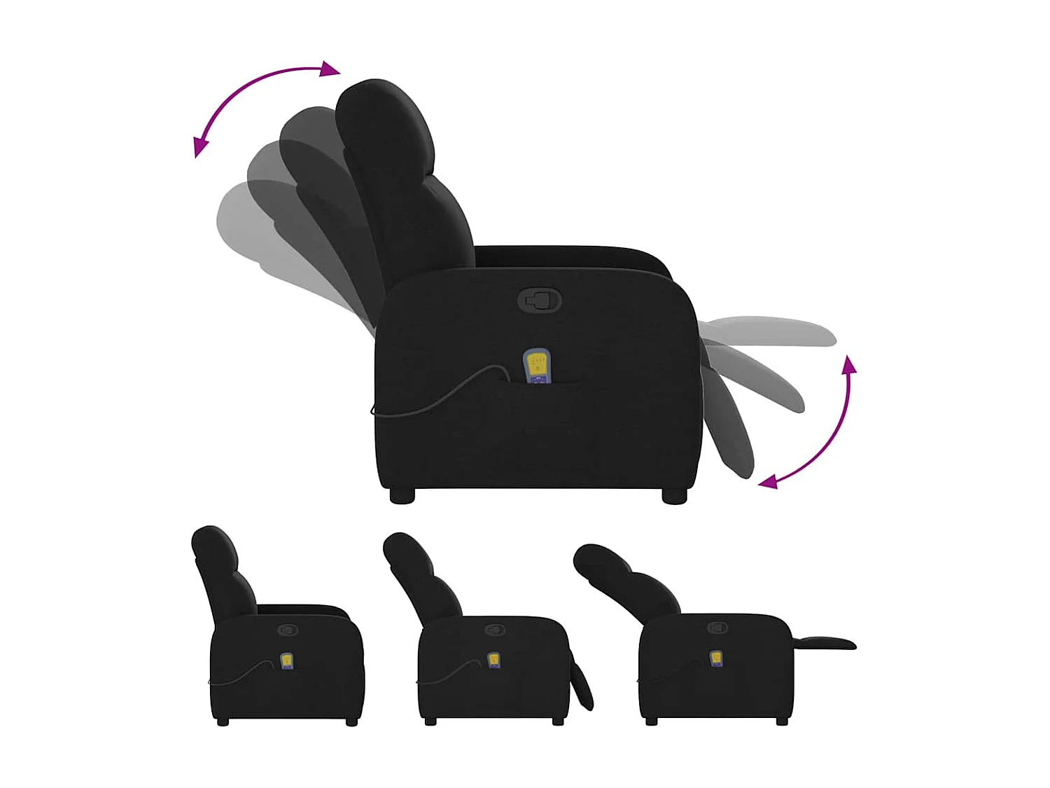Fauteuil de massage inclinable Noir Tissu