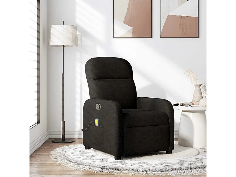 Fauteuil de massage inclinable Noir Tissu